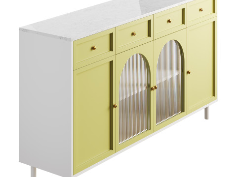 Contemporary Wooden Sideboard Credenza 3D Model