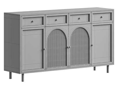 Contemporary Wooden Sideboard Credenza 3D Model