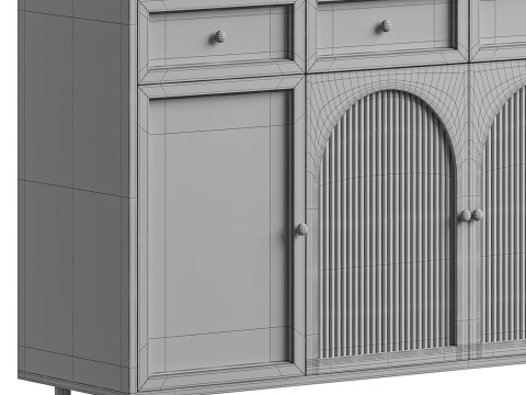 Contemporary Wooden Sideboard Credenza 3D Model