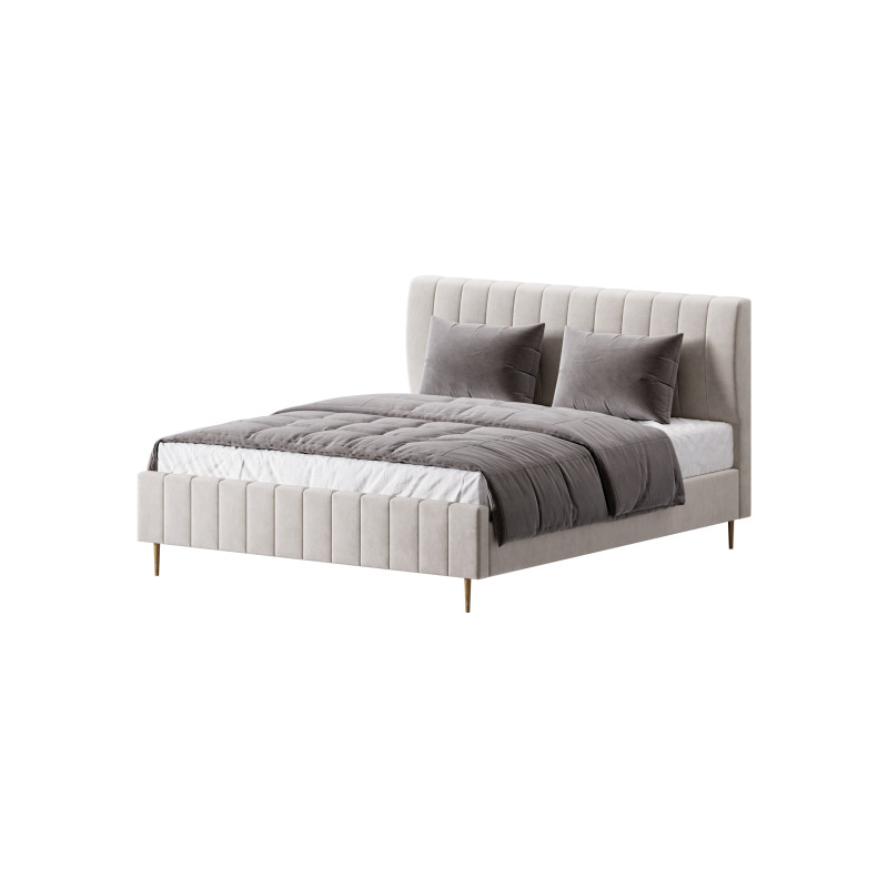 Wooden Non-Adjustable White Upholstered Modern Bed 3D 模型 .c4d .max .obj .3ds .fbx .stl .blend 