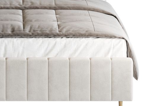 Wooden Non-Adjustable White Upholstered Modern Bed 3D 模型