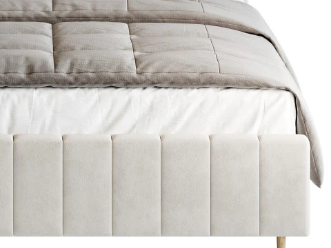 Nowoczesne ł&oacute;żko drewniane, nieregulowane, białe, tapicerowane Model 3D