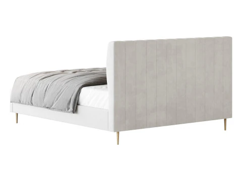 Nowoczesne ł&oacute;żko drewniane, nieregulowane, białe, tapicerowane Model 3D
