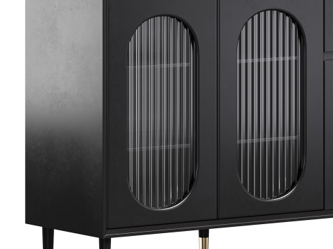 Wood Glam Sideboard Credenza 2 3D Model