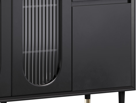 Wood Glam Sideboard Credenza 2 3D Model