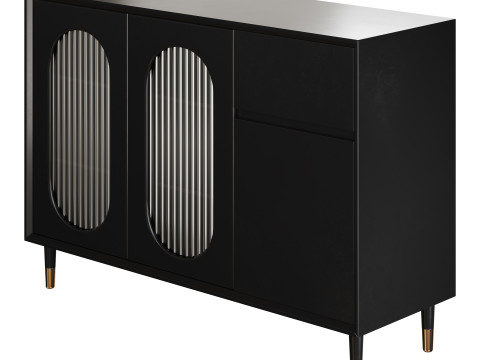 Wood Glam Sideboard Credenza 2 3D Model