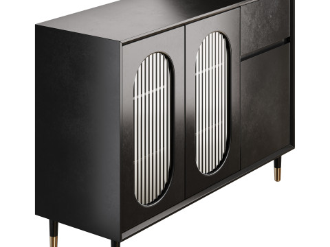 Wood Glam Sideboard Credenza 2 3D Model