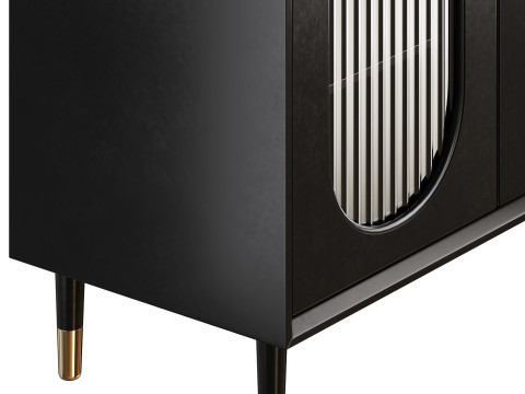 Wood Glam Sideboard Credenza 2 3D Model