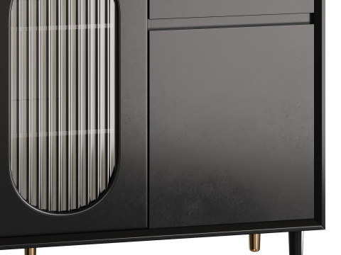 Wood Glam Sideboard Credenza 2 3D Model