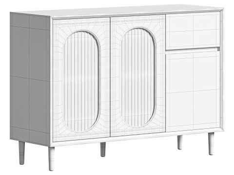 Wood Glam Sideboard Credenza 2 3D Model