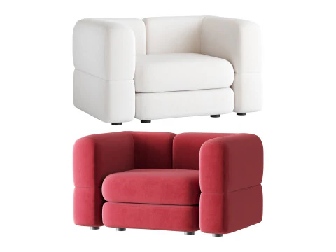 Poltrona Brera Velour Ciliegio Modello 3D