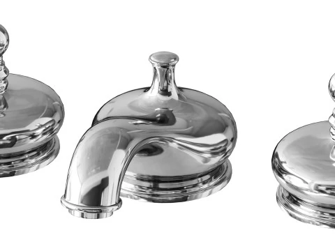 クロムのワイドスプレッドバスルーム 3Dモデル