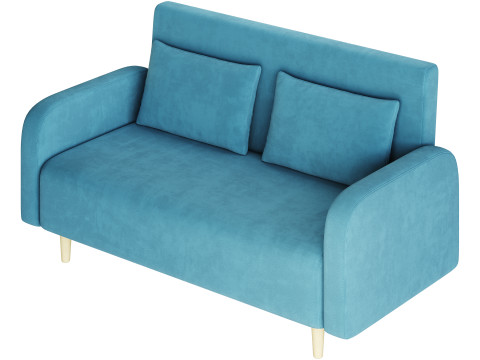 Contemporary Seats 2 Solid Color Sofa 3D मॉडल