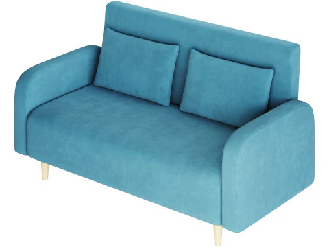 Contemporary Seats 2 Solid Color Sofa 3D Model
