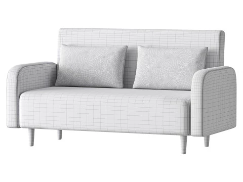 Contemporary Seats 2 Solid Color Sofa 3D Model