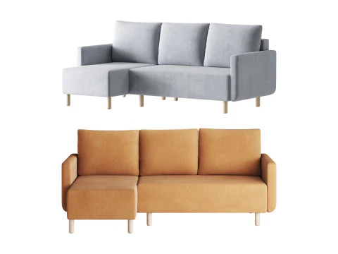 Кутовий диван Беллер Текстиль Жовтий 3D Модель