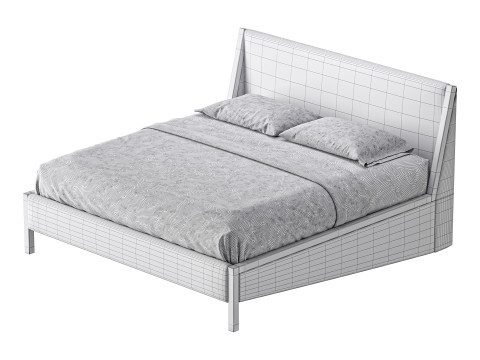 MALENA WHITE BOUCLE KING BED Modelo 3D