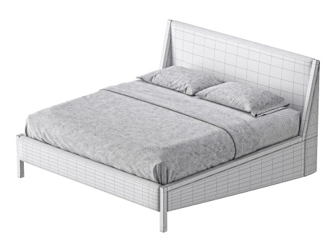 MALENA WHITE BOUCLE KING BED 3D Model