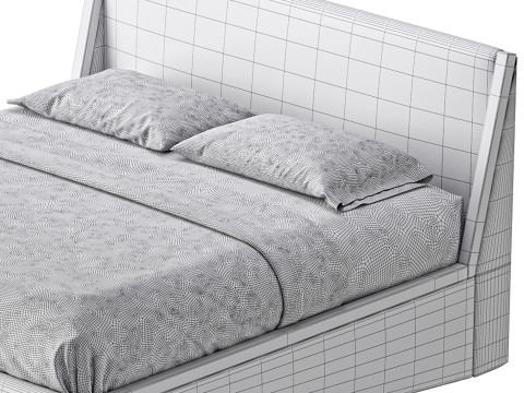 MALENA WHITE BOUCLE KING BED Modelo 3D