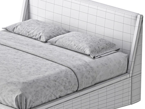 MALENA WHITE BOUCLE KING BED 3D Model