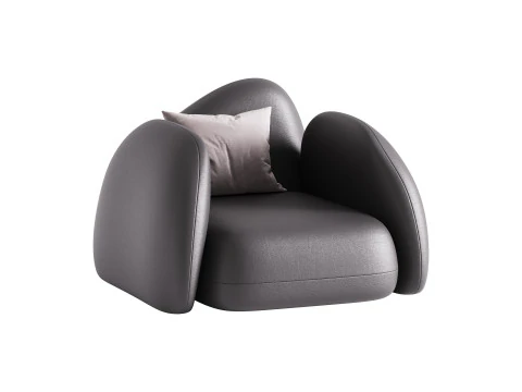 モダンなブラックレザーアームレストスタンダードアームチェア 3Dモデル