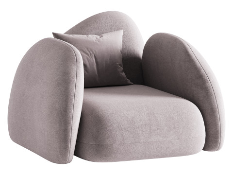 Modern Black Leather Armrest Standard Armchair 3D 모델
