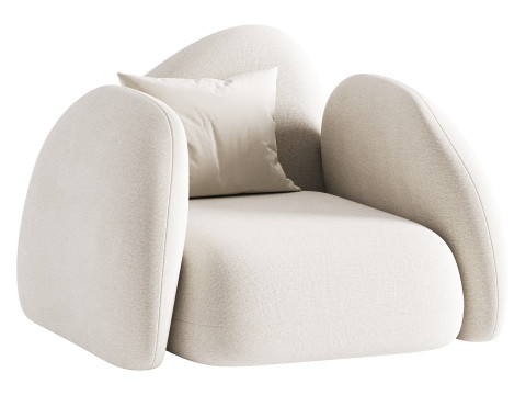 Modern Black Leather Armrest Standard Armchair 3D 모델
