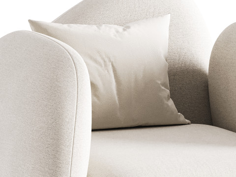 Modern Black Leather Armrest Standard Armchair 3D 모델