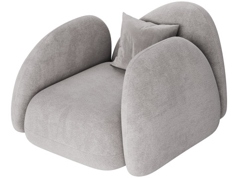 Modern Black Leather Armrest Standard Armchair 3D 모델