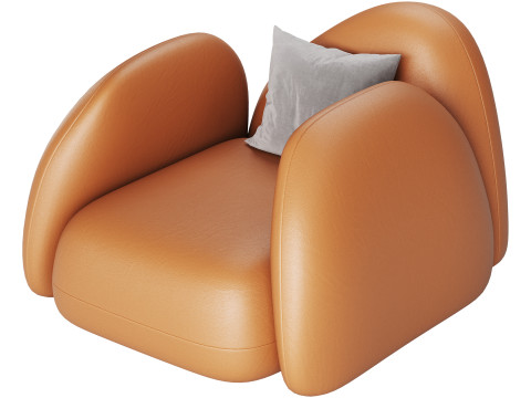 Modern Black Leather Armrest Standard Armchair 3D 모델