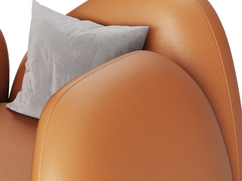 Modern Black Leather Armrest Standard Armchair 3D 모델