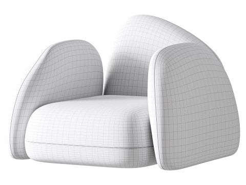 Modern Black Leather Armrest Standard Armchair 3D 모델