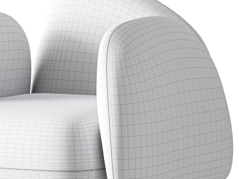 Modern Black Leather Armrest Standard Armchair 3D 모델