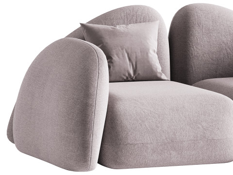 Modern Black Leather Armrest Standard Sofa 3D Модель