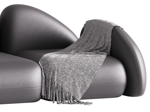 Modern Black Leather Armrest Standard Sofa 3D Модель