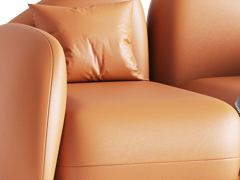 Modern Black Leather Armrest Standard Sofa 3D Модель