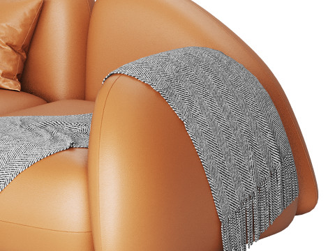 Modern Black Leather Armrest Standard Sofa 3D Модель