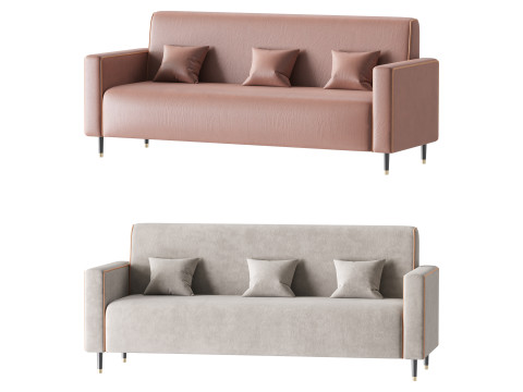 Modern Faux Leather Sofa 3D Model