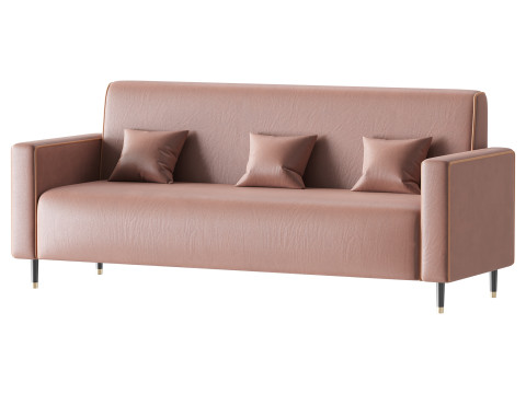 Modern Faux Leather Sofa 3D Model