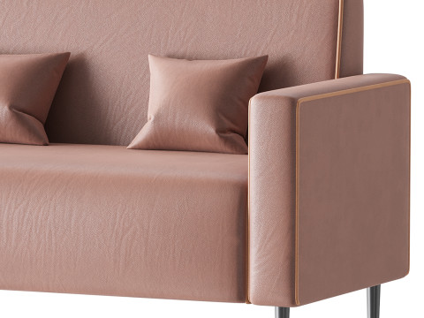 Modern Faux Leather Sofa 3D Model