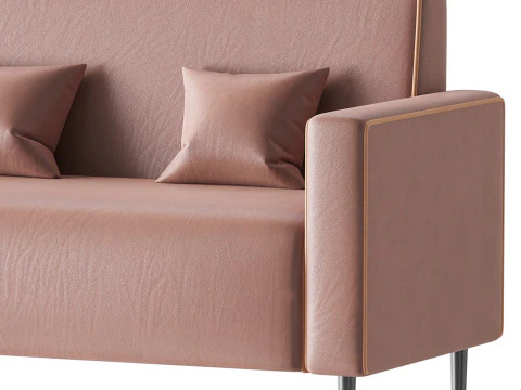 Modern Faux Leather Sofa 3D Model
