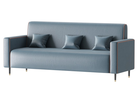 Modern Faux Leather Sofa 3D Model