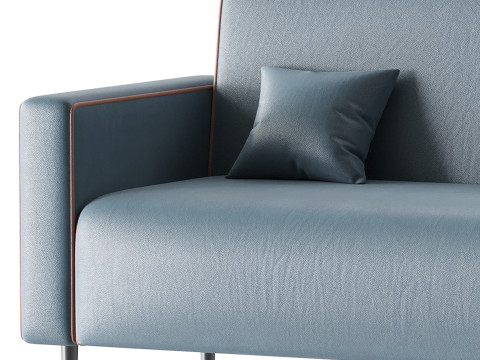 Modern Faux Leather Sofa 3D Model