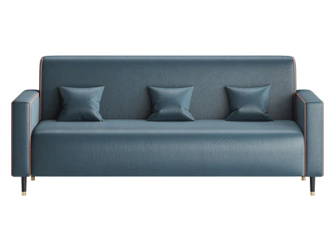 Modern Faux Leather Sofa 3D Model