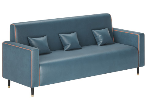 Modern Faux Leather Sofa 3D Model