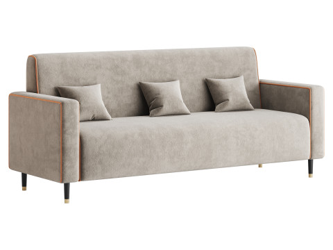 Modern Faux Leather Sofa 3D Model