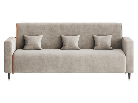 Modern Faux Leather Sofa 3D Model