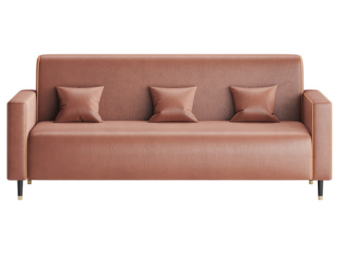 Modern Faux Leather Sofa 3D Model