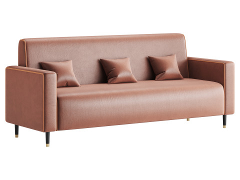 Modern Faux Leather Sofa 3D Model