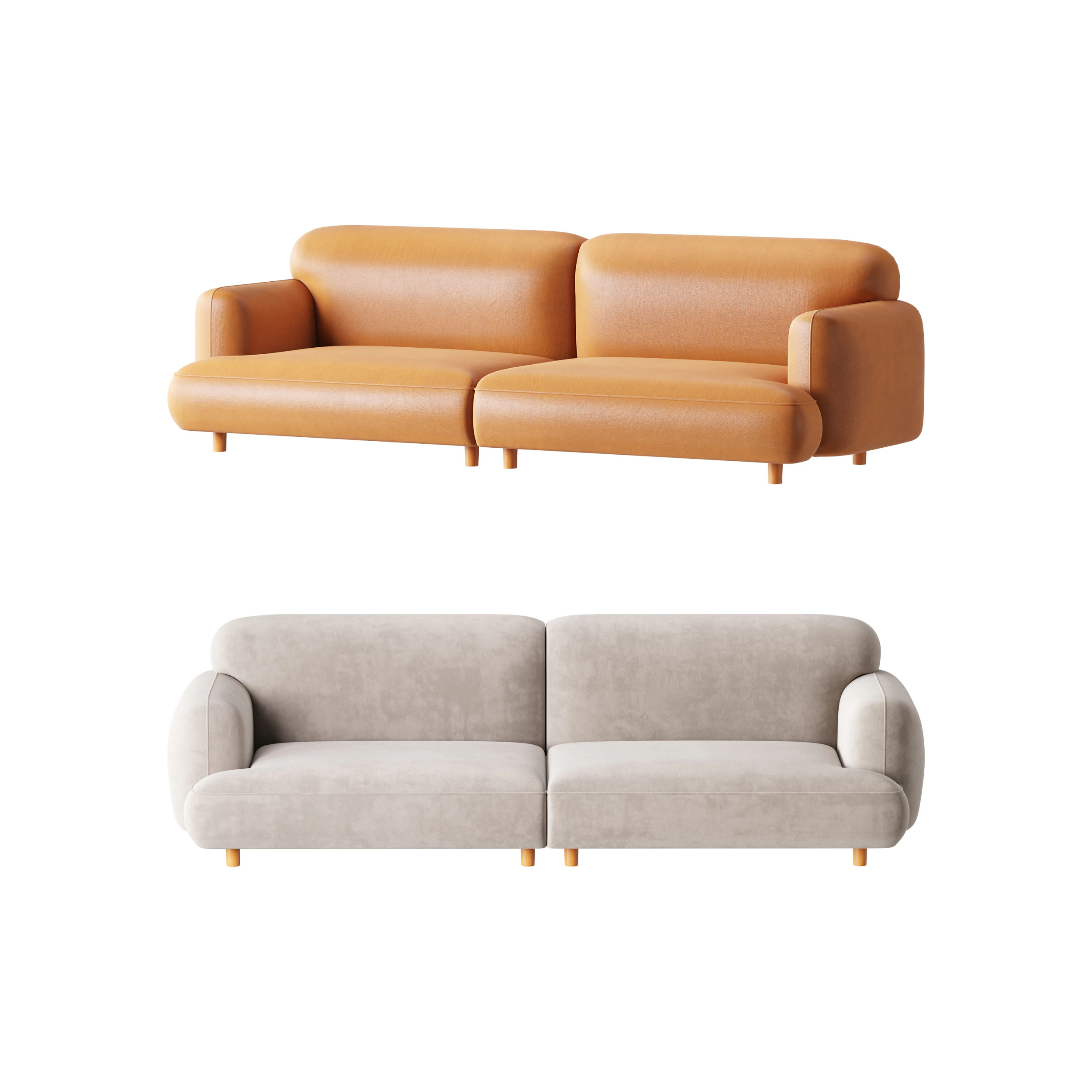 Modern Faux Leather Sofa-2 3D Model .c4d .max .obj .3ds .fbx .stl .blend